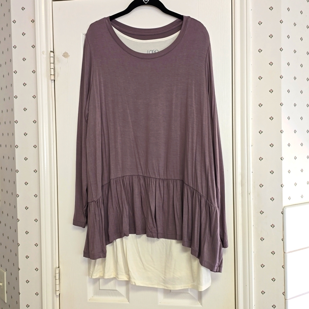 Women's Brand New LOGO/Laurie Goldstein Greyish/Purple 2 Piece Tunic. Size 1X